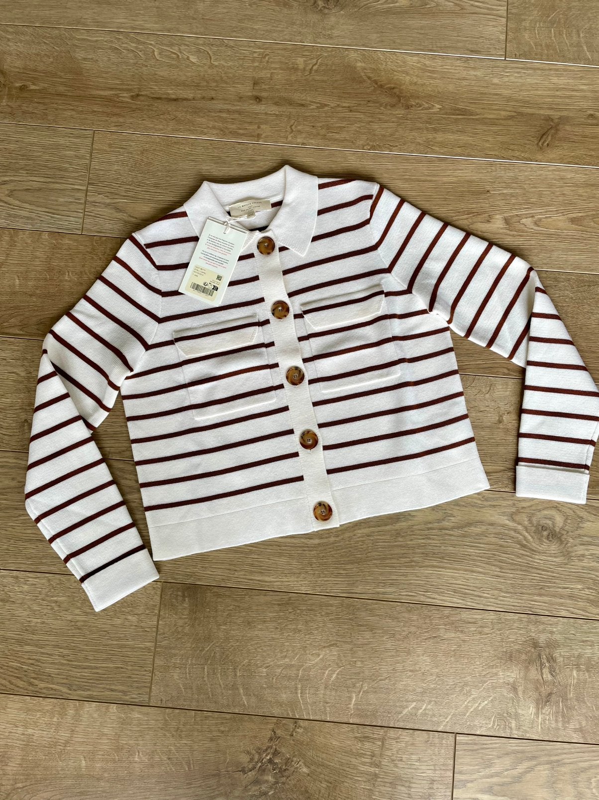 Sézane Betty vest jasje wol ecru bruin maat XXS nieuw, Kleding | Dames, Ophalen of Verzenden, Nieuw, Maat 34 (XS) of kleiner, Bruin