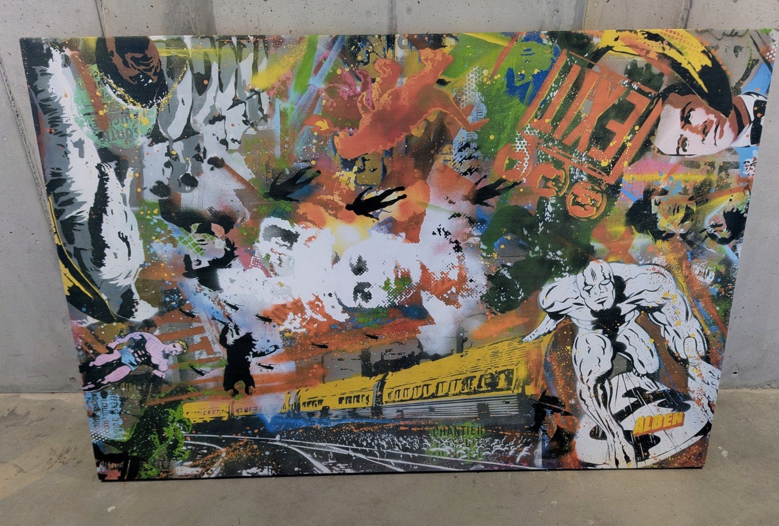 Modern schilderij Alben Stencil, Antiek en Kunst, Kunst | Schilderijen | Modern, Ophalen, Met textuur, Overige materialen, Stencilkunst