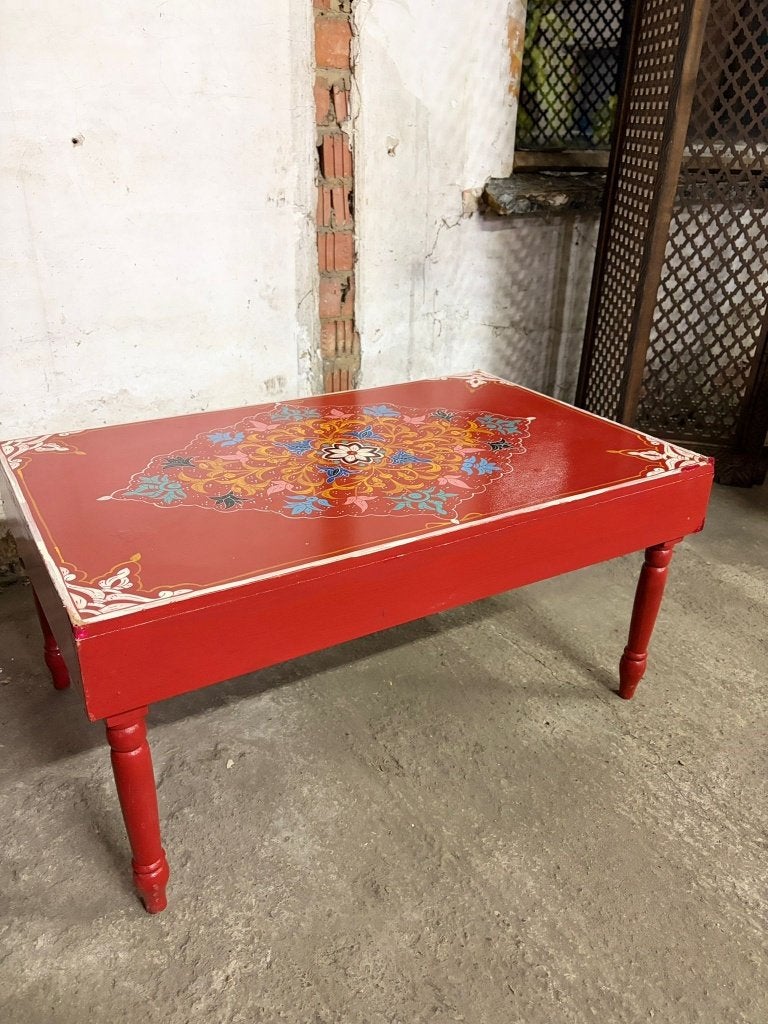 Lage rode tafel Marokkaans schilderwerk, Huis en Inrichting, Tafels | Salontafels, 50 tot 100 cm, 100 tot 150 cm, Nieuw, Ophalen of Verzenden