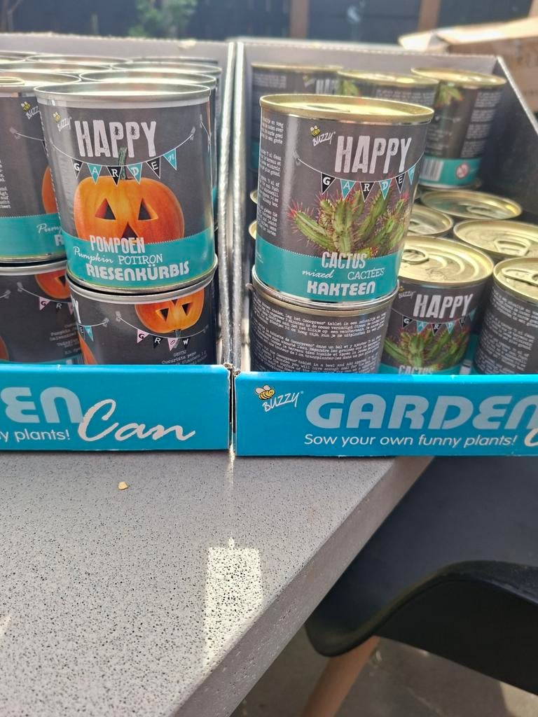 36x Happy Garden Kweekblikjes: Pompoen & Cactus Mix, Ophalen of Verzenden, Voorjaar, Volle zon, Zaad