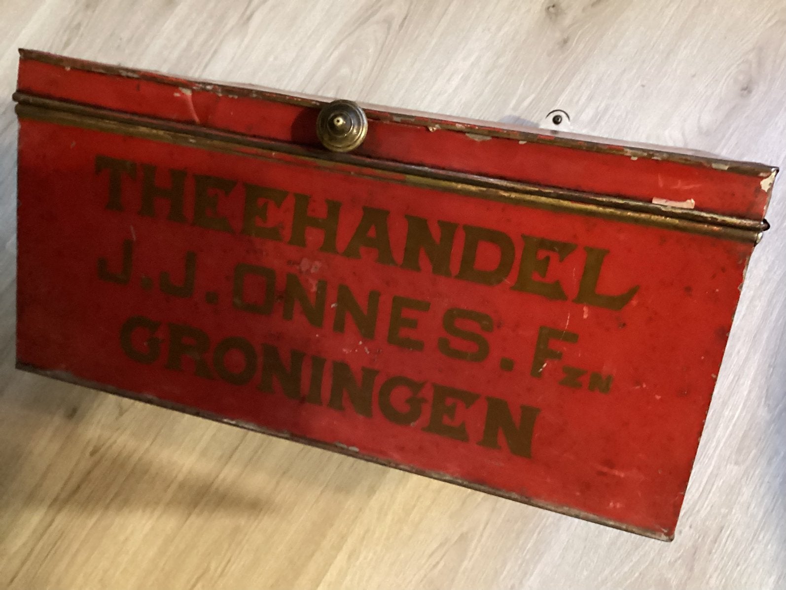Vintage Winkelblik Theehandel J.J. Onnes F.zn Groningen, Ophalen of Verzenden, Zo goed als nieuw, Overige