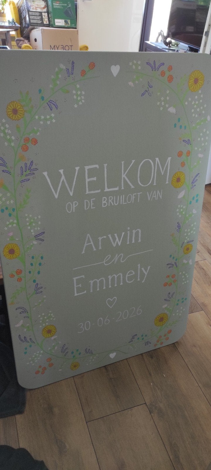 Welkomstbord Bruiloft - Handgemaakt, Ophalen