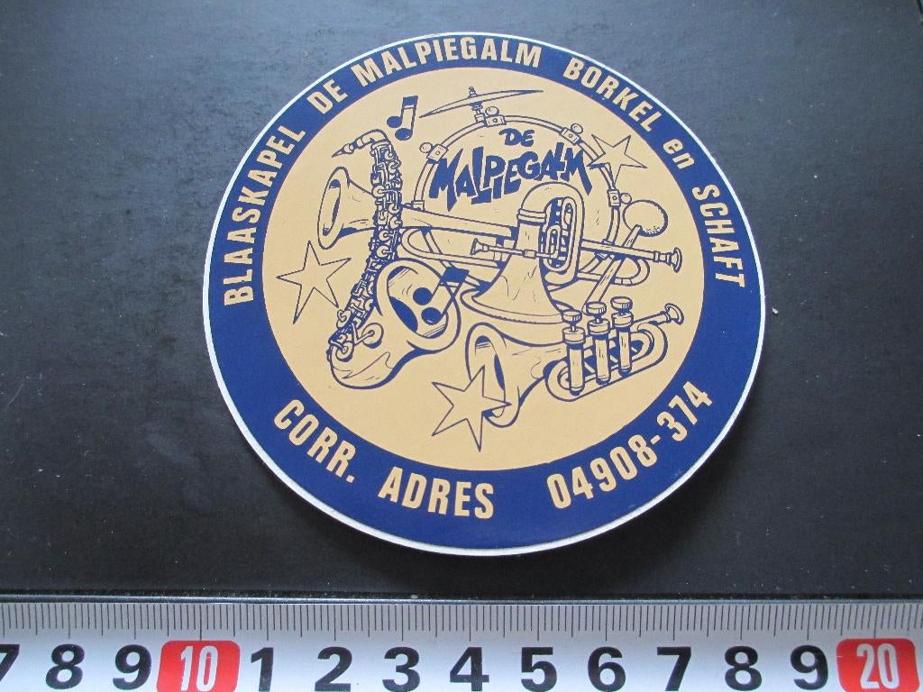 sticker borkel en schaft blaaskapel DE MALPIEGALM, Ophalen, Zo goed als nieuw