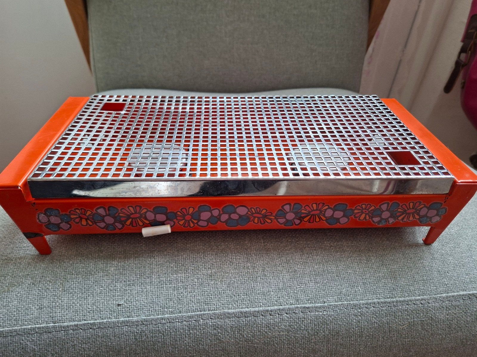 Vintage Brabantia Rechaud - Oranje met Bloemenpatroon, Ophalen of Verzenden, Metaal, Brabantia, Oranje
