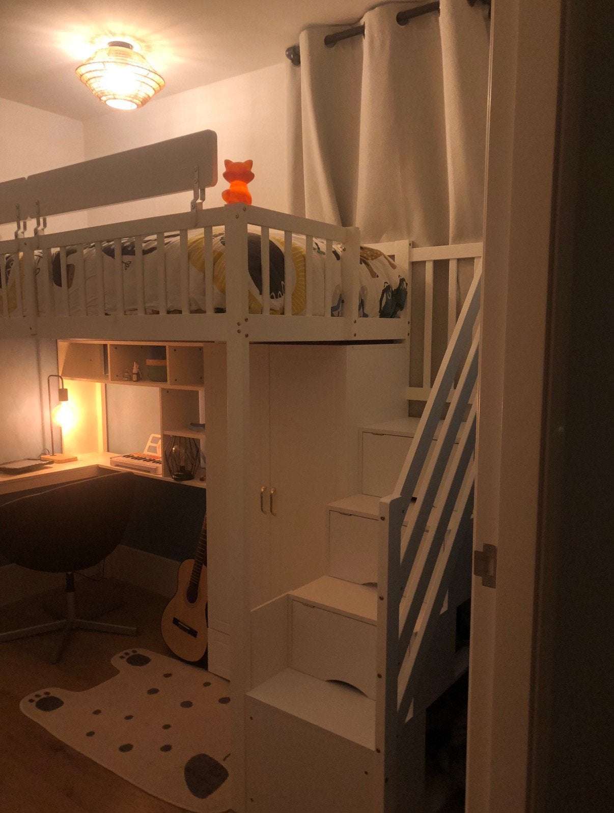 Mooie Hoogslaper met bureau en kast 1 jaar oud, Huis en Inrichting, Ophalen, Eenpersoons, Zo goed als nieuw, 90 cm