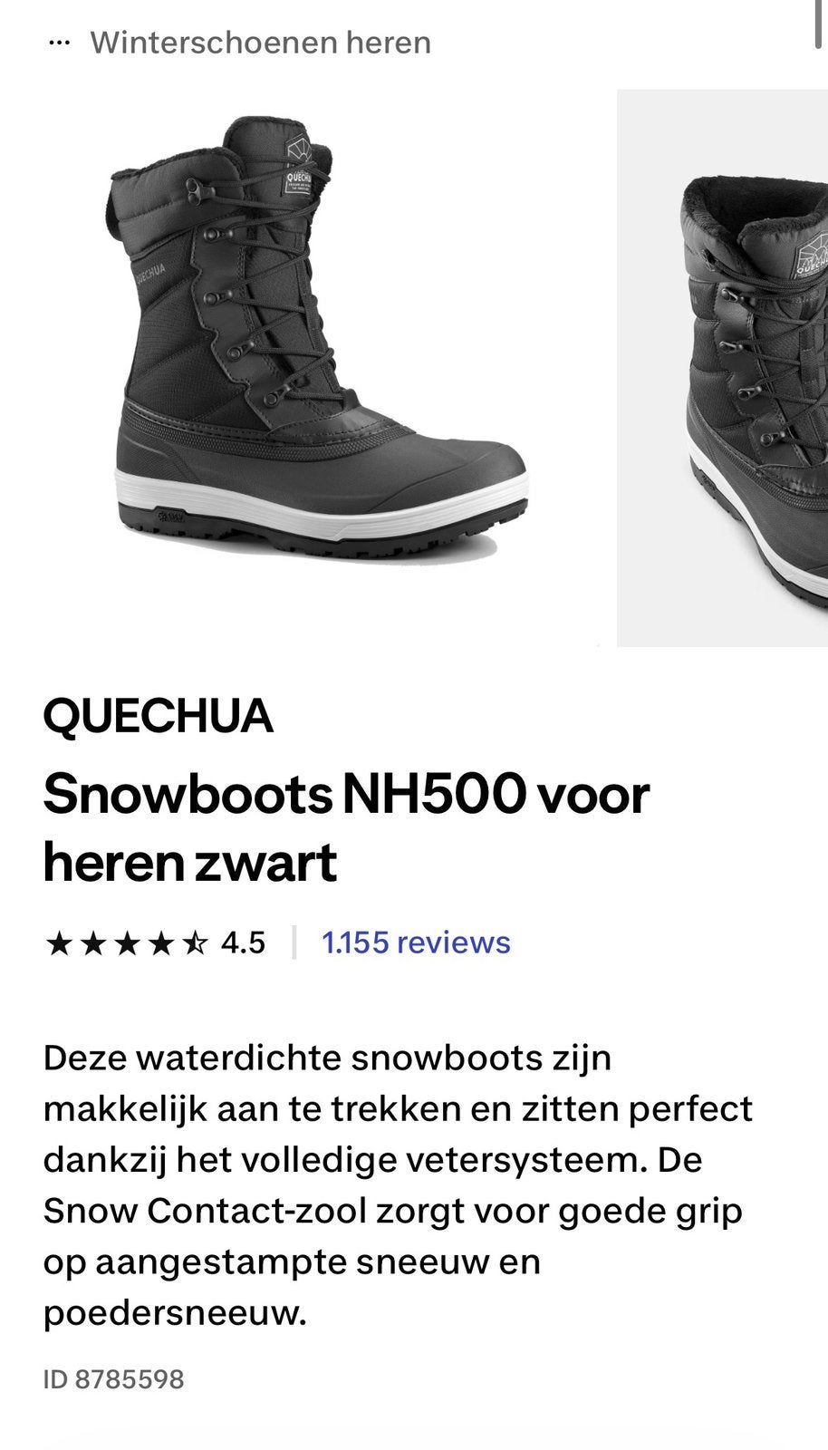 Snowboots heren zwart maat 45 (Decathlon), Ophalen of Verzenden, Zo goed als nieuw, Zwart, Boots