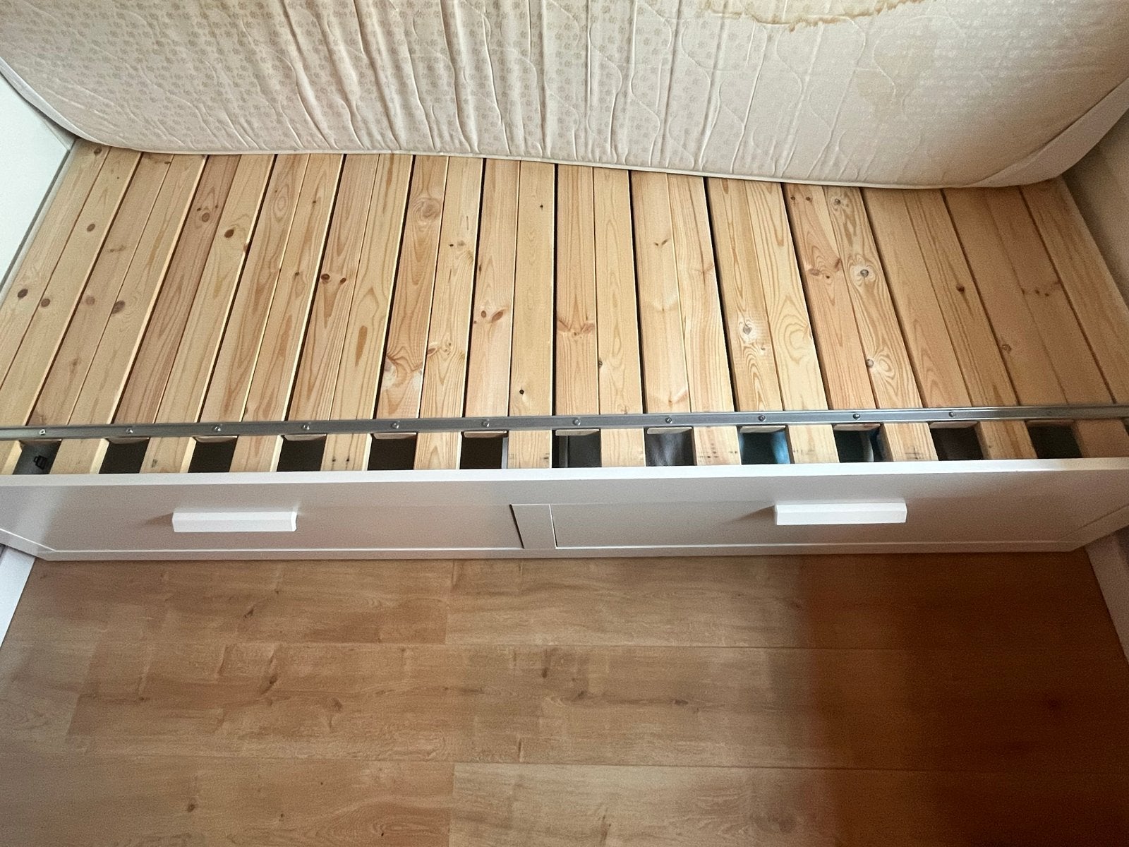 Ikea Brimnes bed 200x80 met lades (excl. matras), Ophalen, Gebruikt, Eenpersoons, Wit