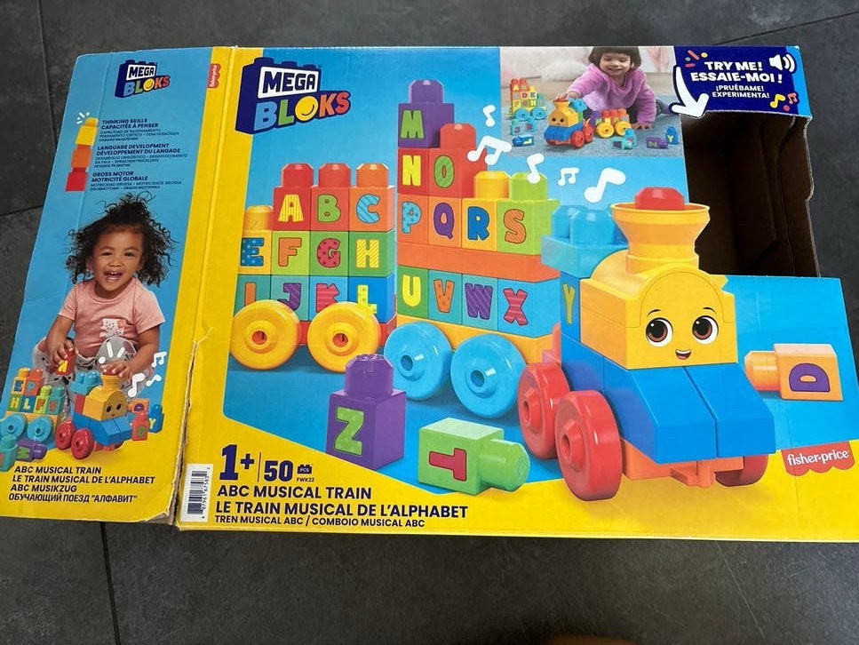 Mega Bloks ABC Muzikale Trein met 50 blokken, Ophalen of Verzenden, Zo goed als nieuw, Megabloks
