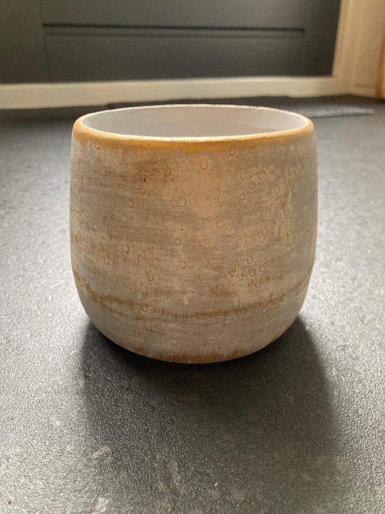 Goud / Zilver bloempotje, Rond, Ophalen of Verzenden, Zo goed als nieuw, Balkon