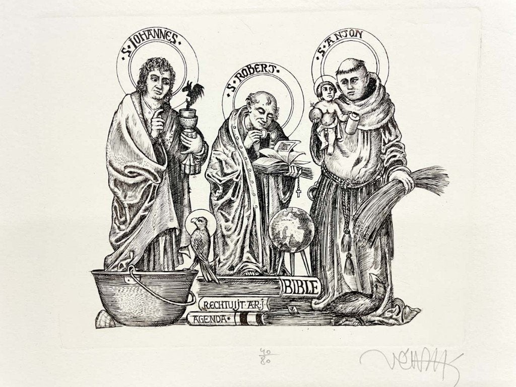 Ets religieus Zoltan Vén, Antiek en Kunst, Kunst | Etsen en Gravures, 2000 tot heden, Ets, Religie, Ophalen of Verzenden