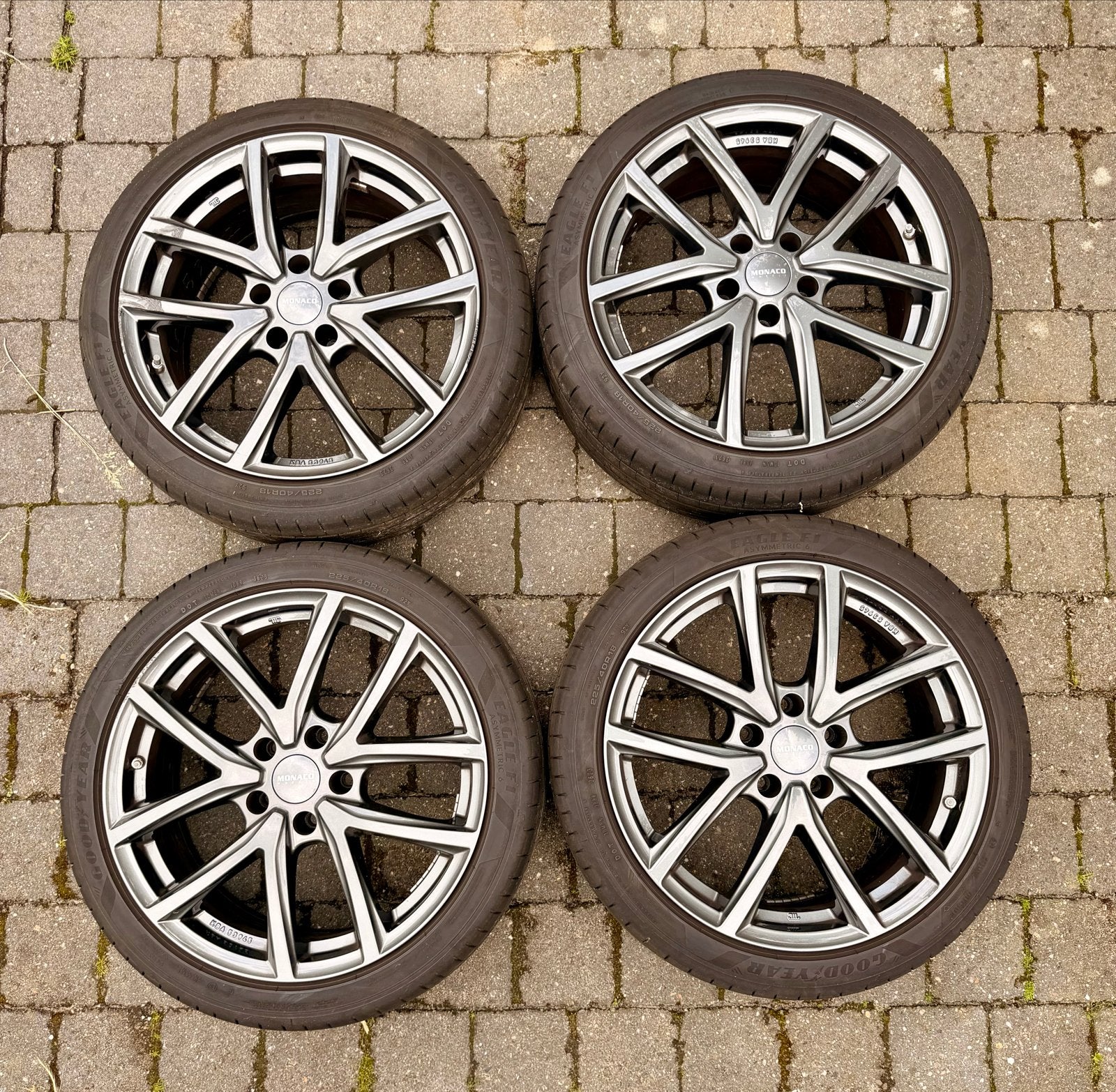 18 inch Monaco cl2 antraciet donker velgen.Goodyear Eagle F1, Ophalen, 18 inch, Gebruikt, Banden en Velgen
