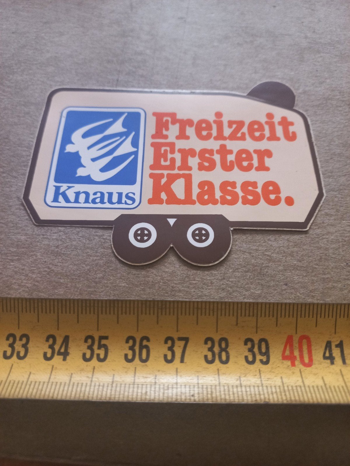 Vintage Knaus Caravan Sticker - Freizeit Erster Klasse, Verzamelen, Ophalen of Verzenden