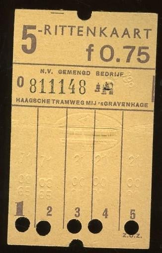 kaartje HTM Haagsche Tramweg Mij ’s-Gravenhage (VK-145), Ophalen, Gebruikt, Tram, Kaart of Prent