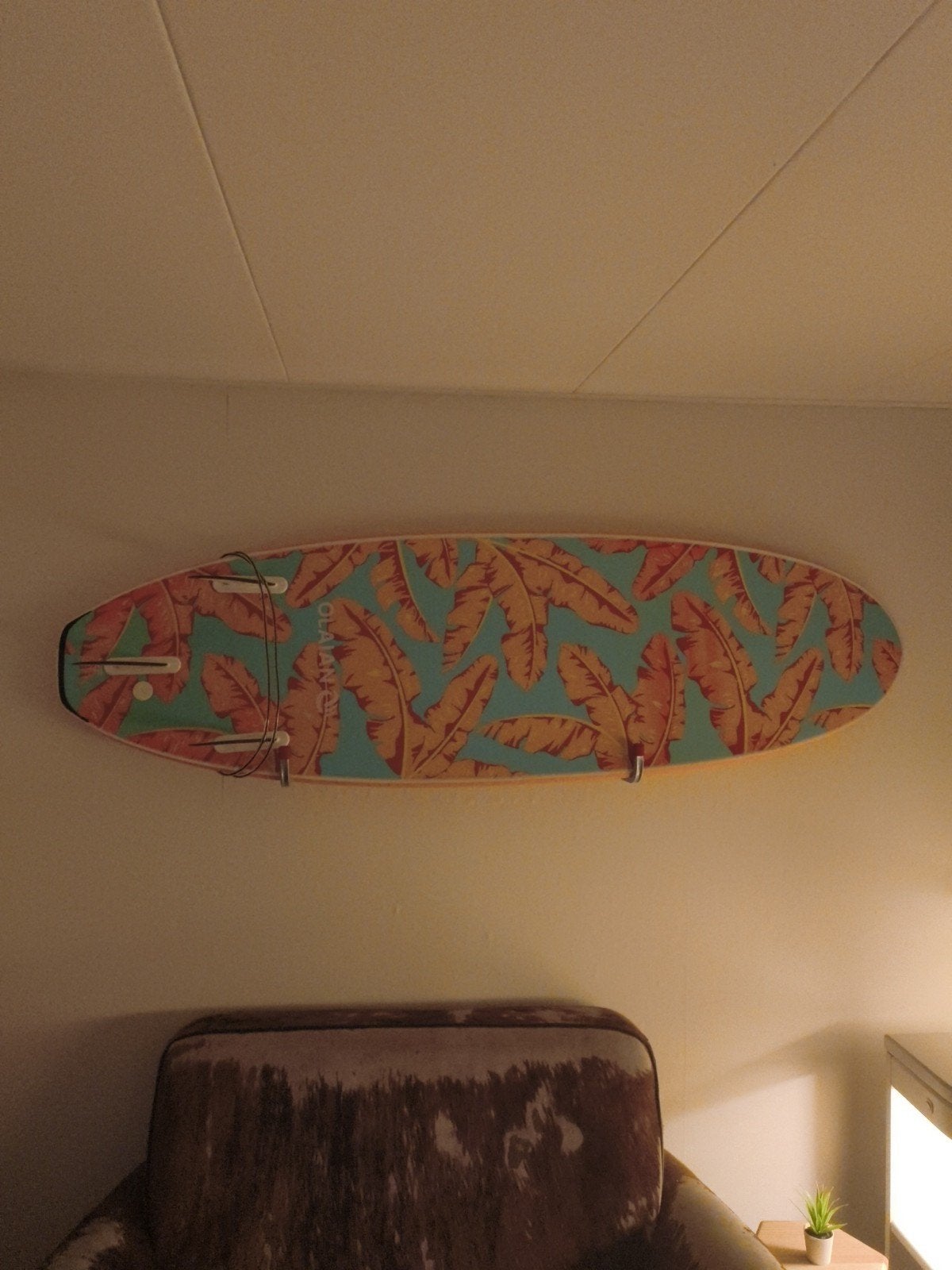 Olaian Softtop Surfboard 6'0" - Oranje/Turquoise, Ophalen, Gebruikt, Funboard, Met koord