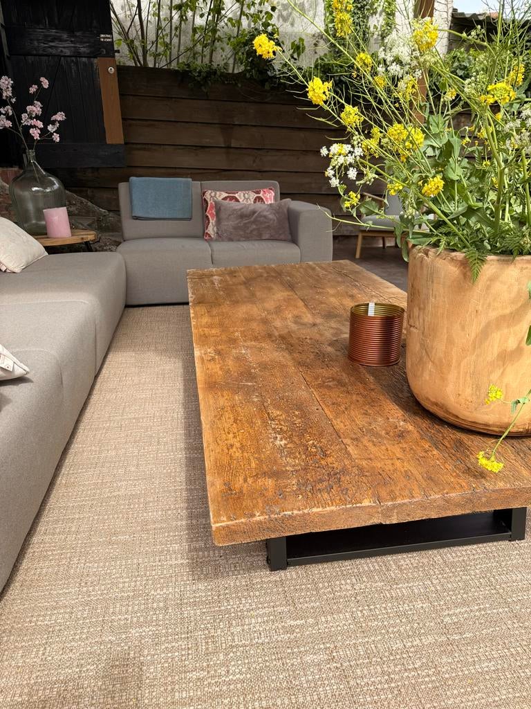 Robuuste houten salontafel - perfect voor buiten, Ophalen, Gebruikt, Hout