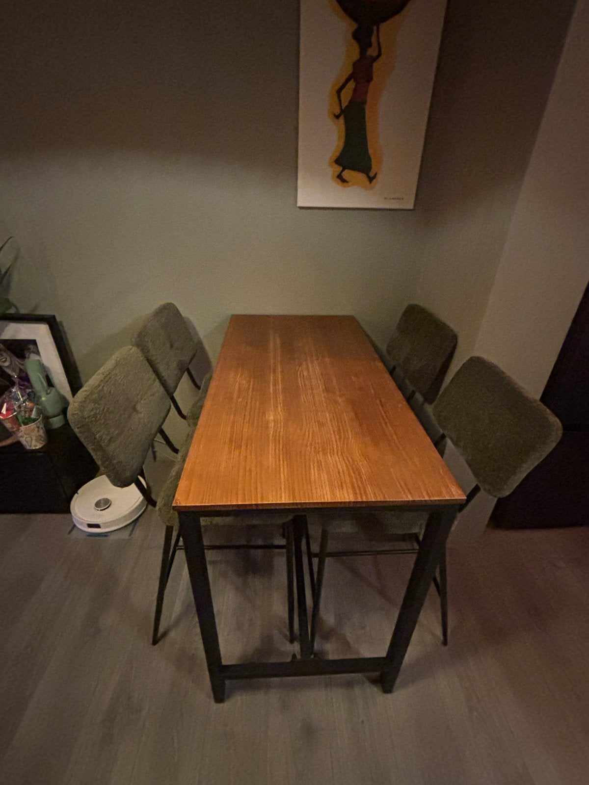 Bartafel met 4 stoelen - Hout en Metaal, Ophalen of Verzenden, Nieuw