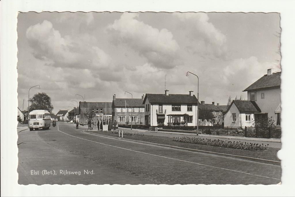 ELST RIJKSWEG NOORD ABRI BUSHALTE GTW SAURER VERHEUL AUTOBUS, Ophalen of Verzenden, 1940 tot 1960, Ongelopen, Gelderland