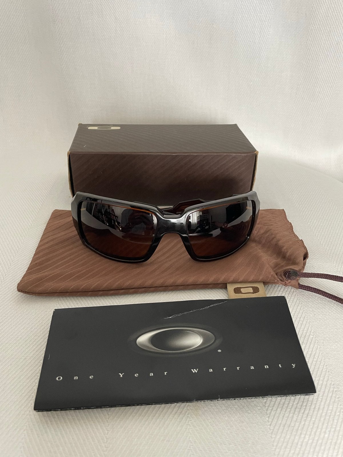 Vintage Y2K 2000 Designer Oakley Oil Drum Zonnebril, Gebruikt, Zonnebril, Bruin, Verzenden