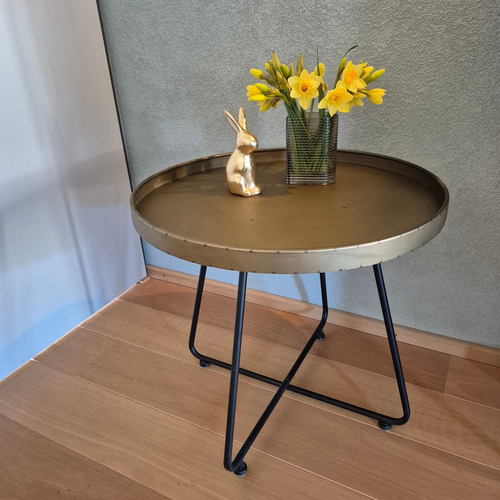 Zgan bijzettafel, leuk voor in bv. een serre, theehuis, Ophalen, Metaal of Aluminium, Rond, 55 tot 75 cm