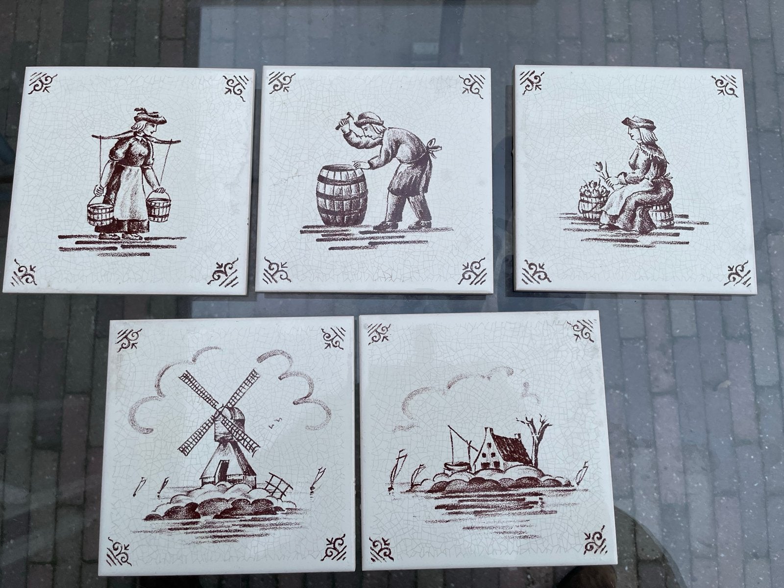 Set van 5 Mosa Holland  wandtegels met Hollandse taferelen, Ophalen of Verzenden