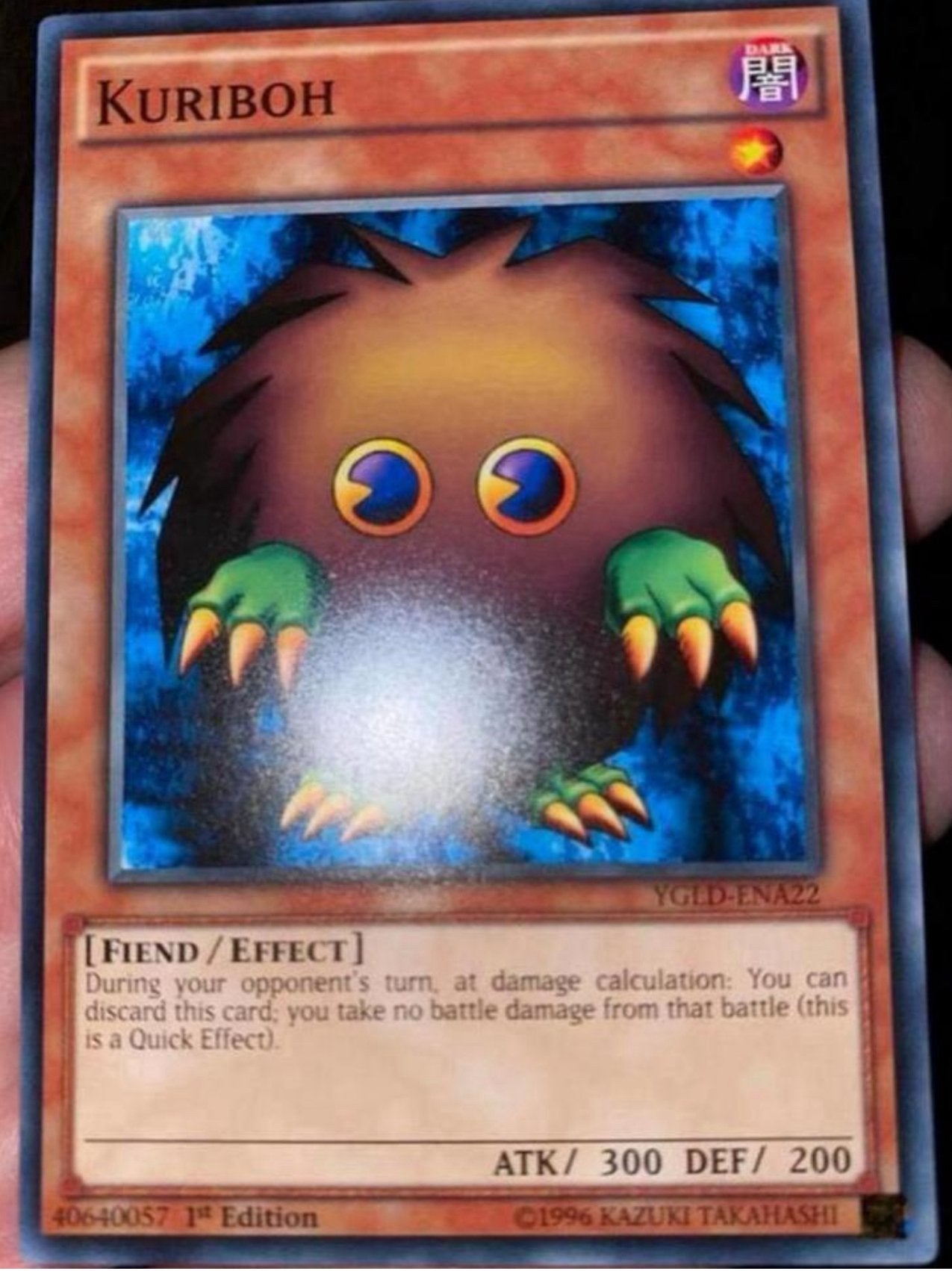 Yu-Gi-Oh! Kuriboh YGLD 1st Edition !, Ophalen of Verzenden, Zo goed als nieuw, Losse kaart