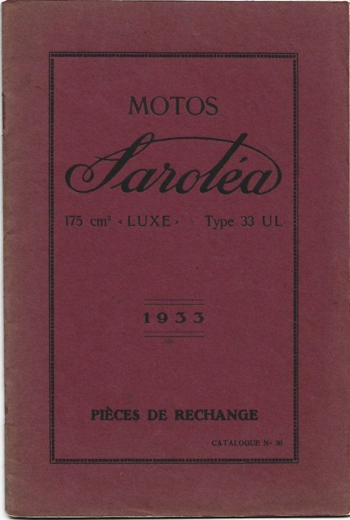 Sarolea 33 UL 175 cc pieces onderdelenboek 1933 (7062z) moto, Ophalen of Verzenden, Overige merken