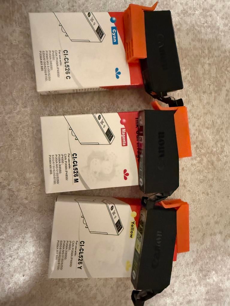 Canon CLI-526 Inktcartridges - Cyaan, Magenta, Geel, Ophalen of Verzenden, Zo goed als nieuw, Cartridge