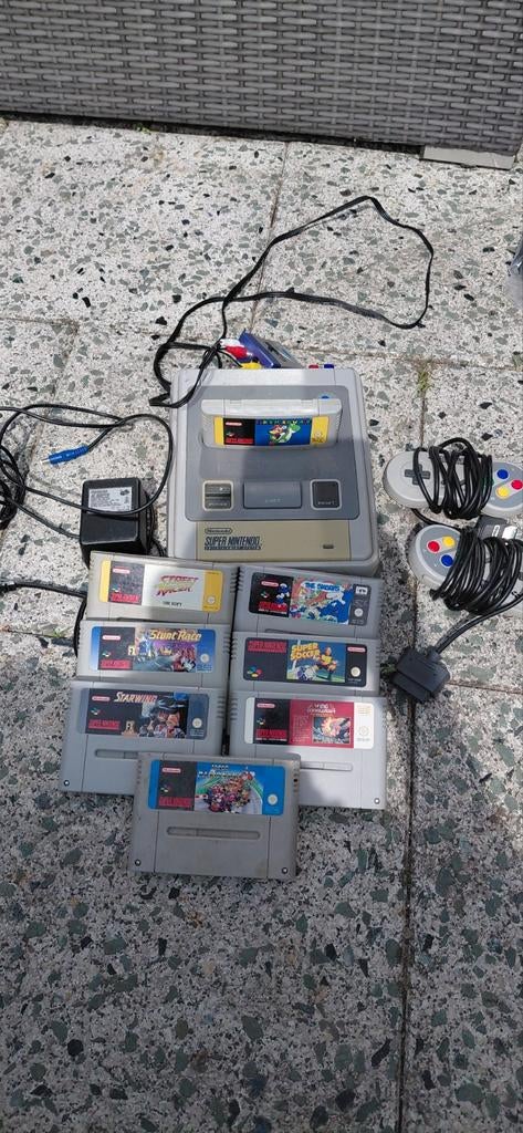 Super Nintendo Entertainment System (SNES) met 7 games, Gebruikt, 2 spelers, Ophalen of Verzenden, Platform