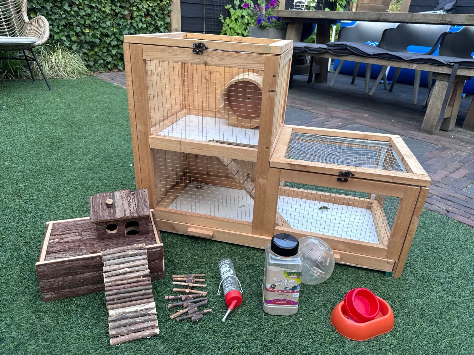 Super mooie houten Hamsterkooi / Gerbil hok met veel extra’s, Ophalen, Kooi, Nieuw, 75 tot 110 cm