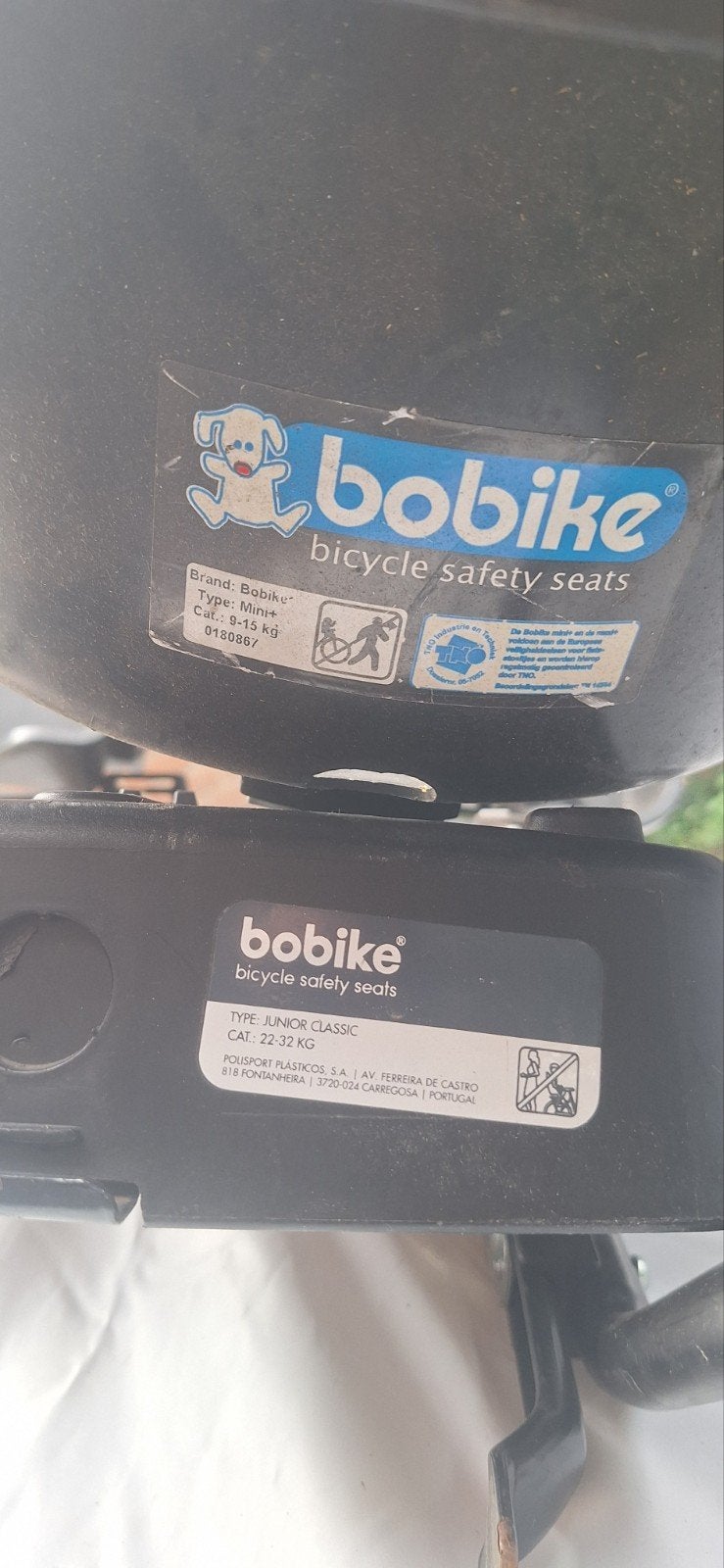 Bobike Mini + Bobike Junior Classic fietszitjes, 0 t/m 18 kg, Voorzitje, Ophalen of Verzenden, Bobike