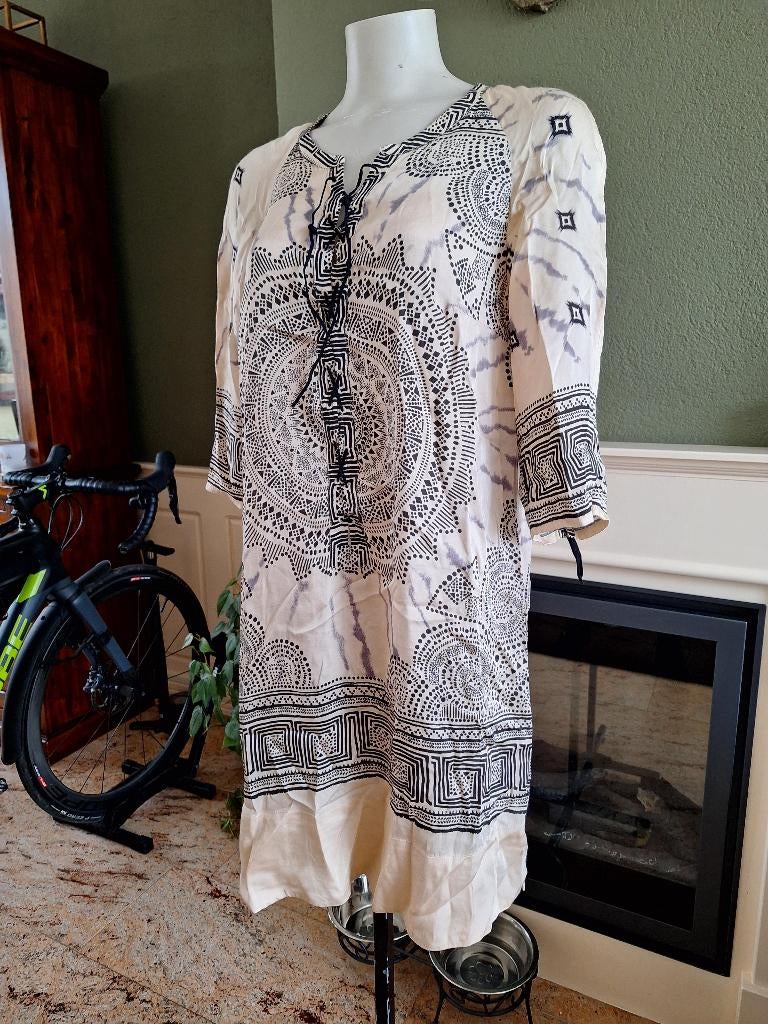 Odd Molly crème zwart jurk jurkje M 38 40, Kleding | Dames, Jurken, Maat 38/40 (M), Overige kleuren, Ophalen of Verzenden, Zo goed als nieuw