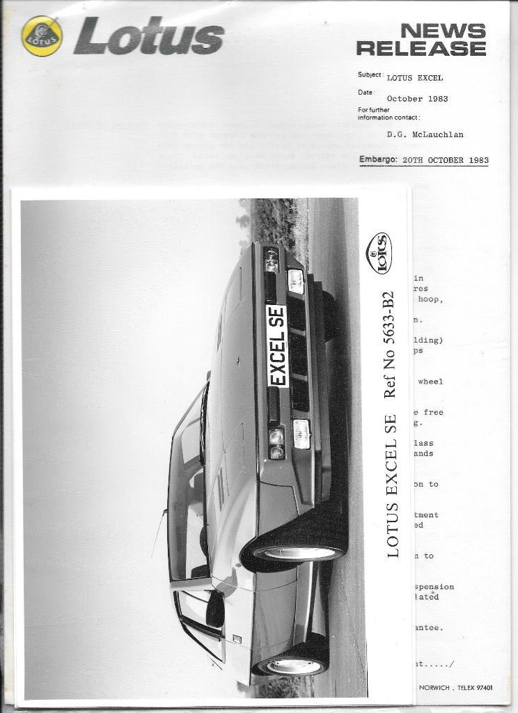 LOTUS EXCEL S.E.  1983, Ophalen of Verzenden, Zo goed als nieuw, Overige merken