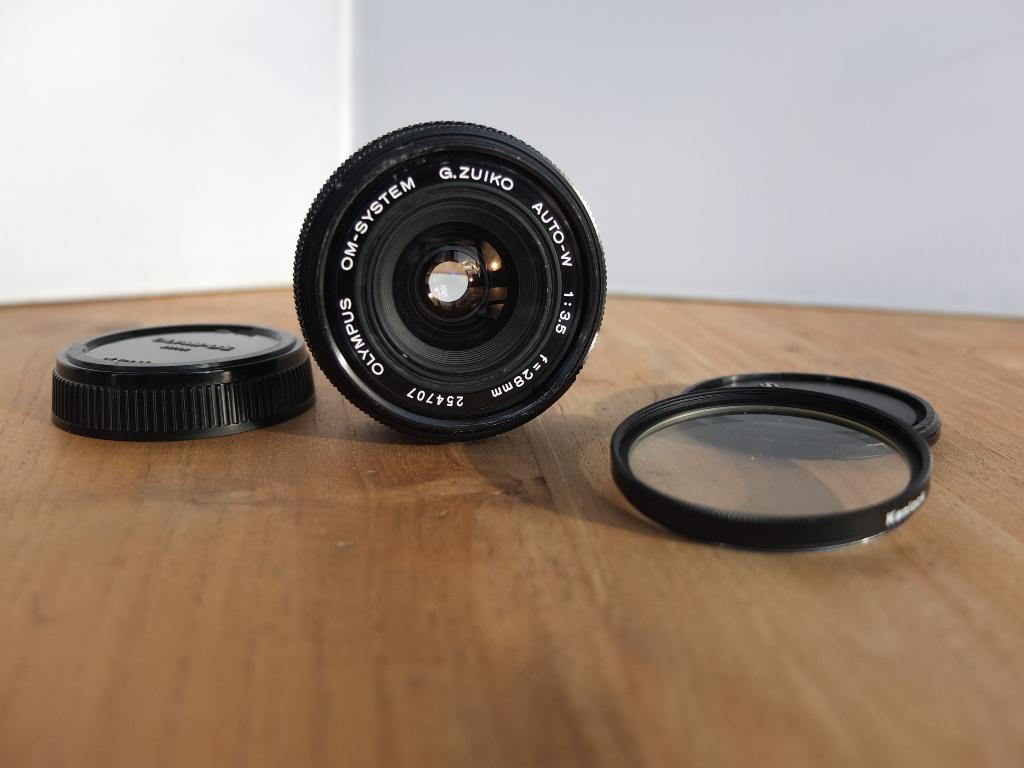 ✅ 28mm * Olympus OM , Zuiko , Auto-W Groothoek Wide-Angle, Ophalen, Gebruikt, Groothoeklens