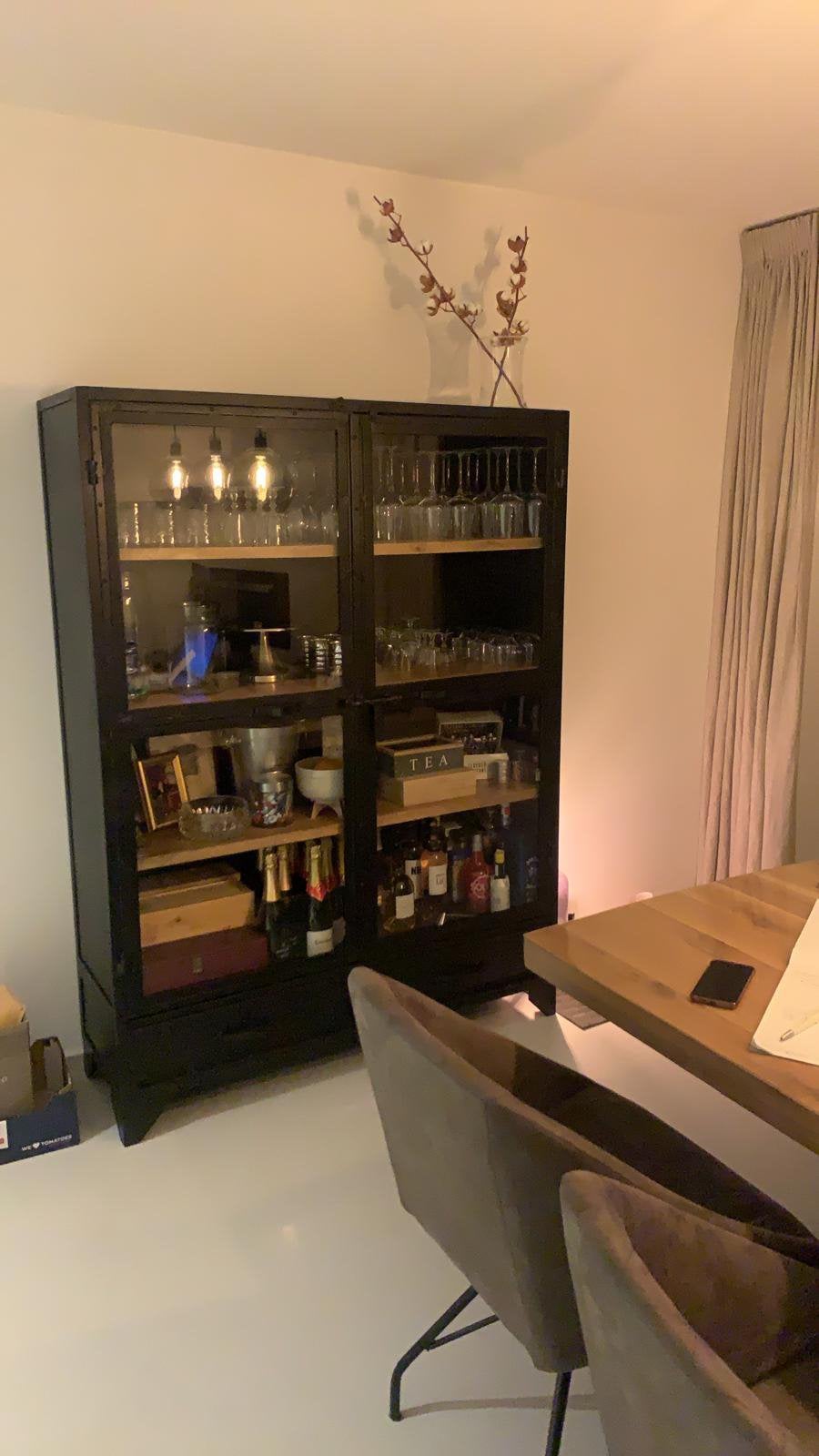 Stalen kast, met houten planken, Ophalen, 100 tot 150 cm, Met lade(s), Zo goed als nieuw