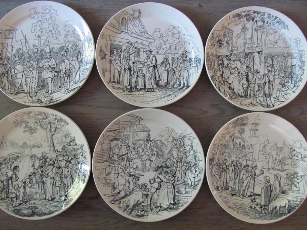 6 France Creil Montereau LM & Cie Verzamel Borden, Ophalen of Verzenden, Zo goed als nieuw, Porselein, Bord of Schaal