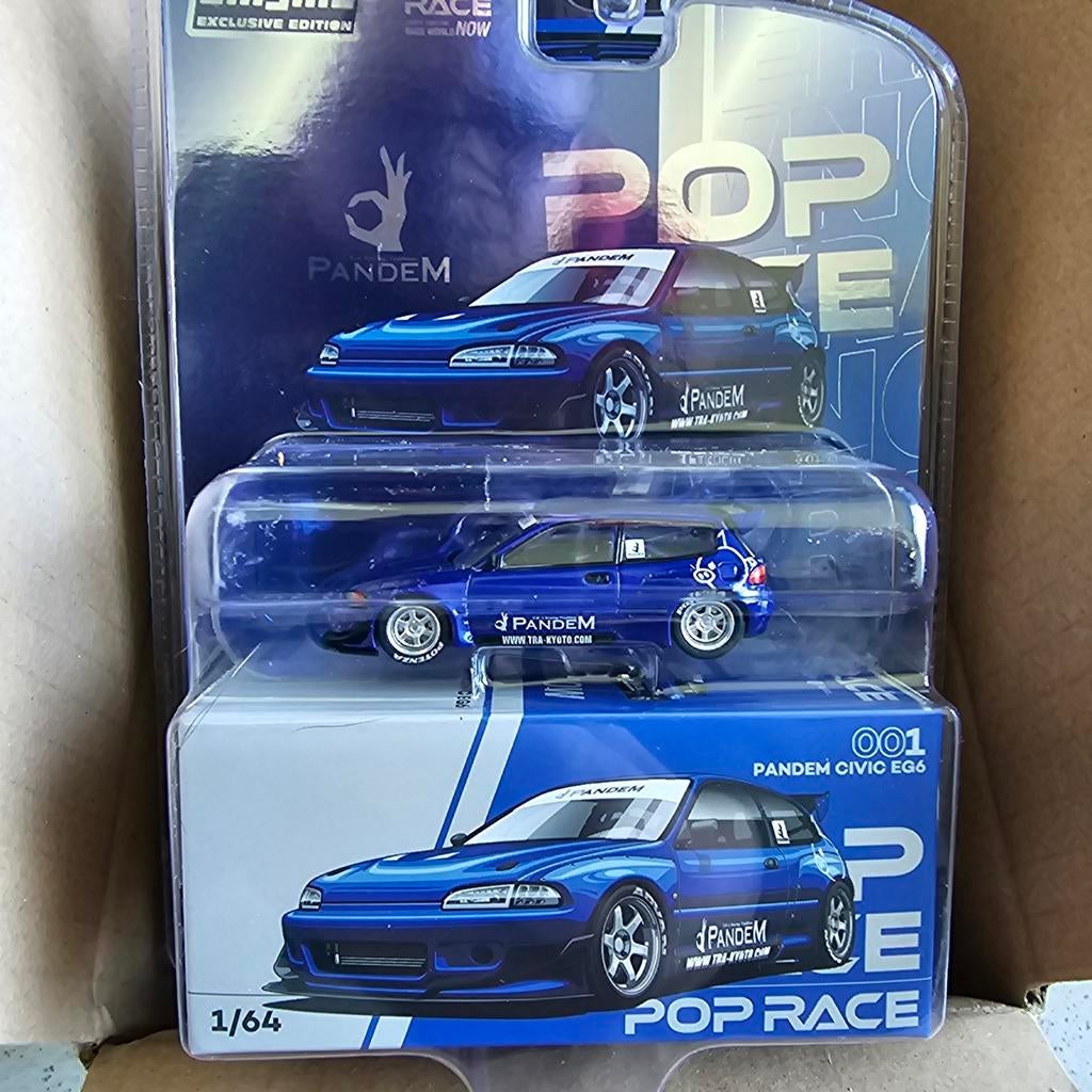 Pop Race Pandem Civic EG6 1/64 Diecast Modelauto, Nieuw, Ophalen of Verzenden, Pop Race, Niet gespecificeerd