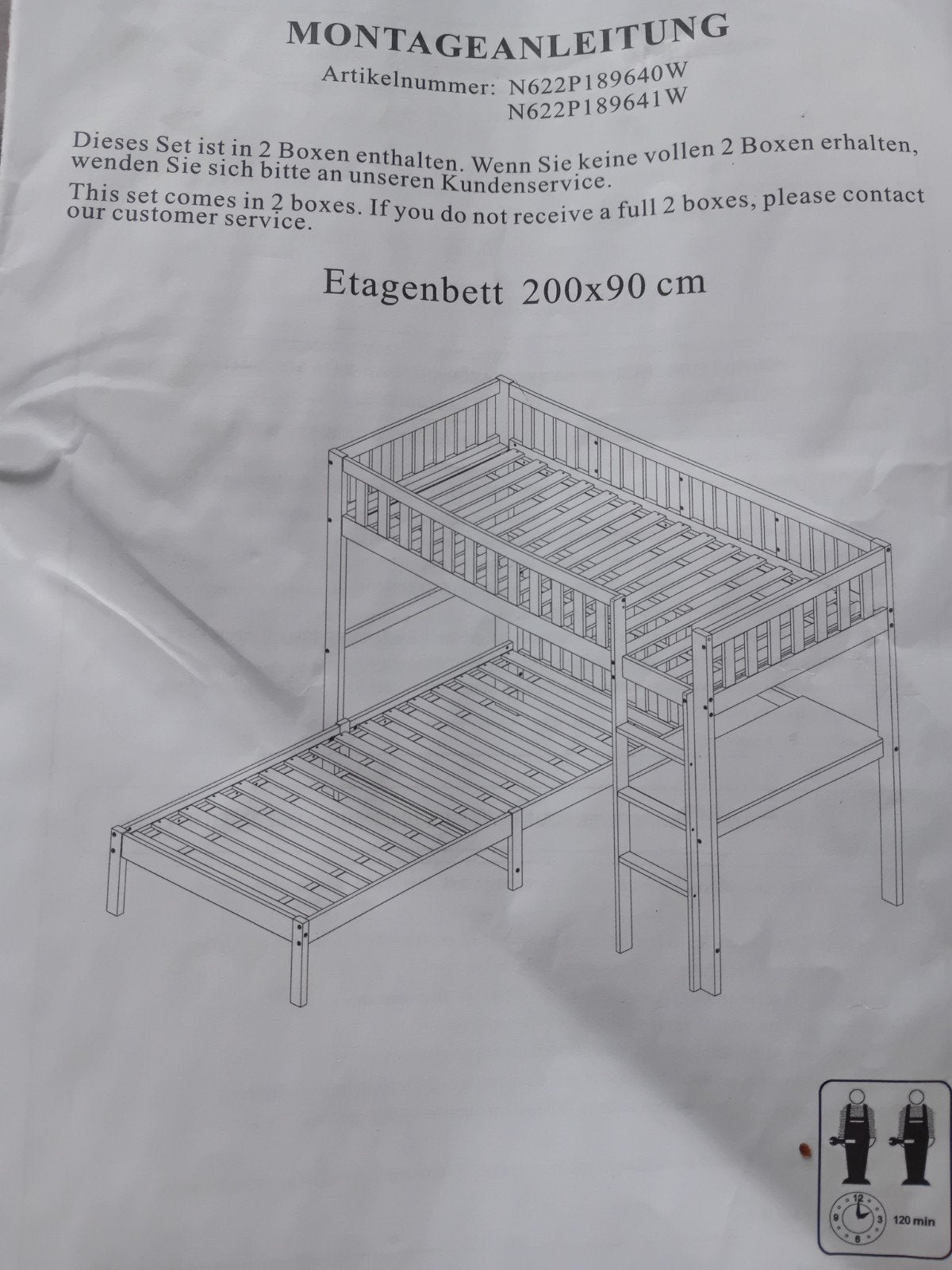 Stapelbed 200x90 cm - Ideaal voor kinderkamer, Ophalen of Verzenden