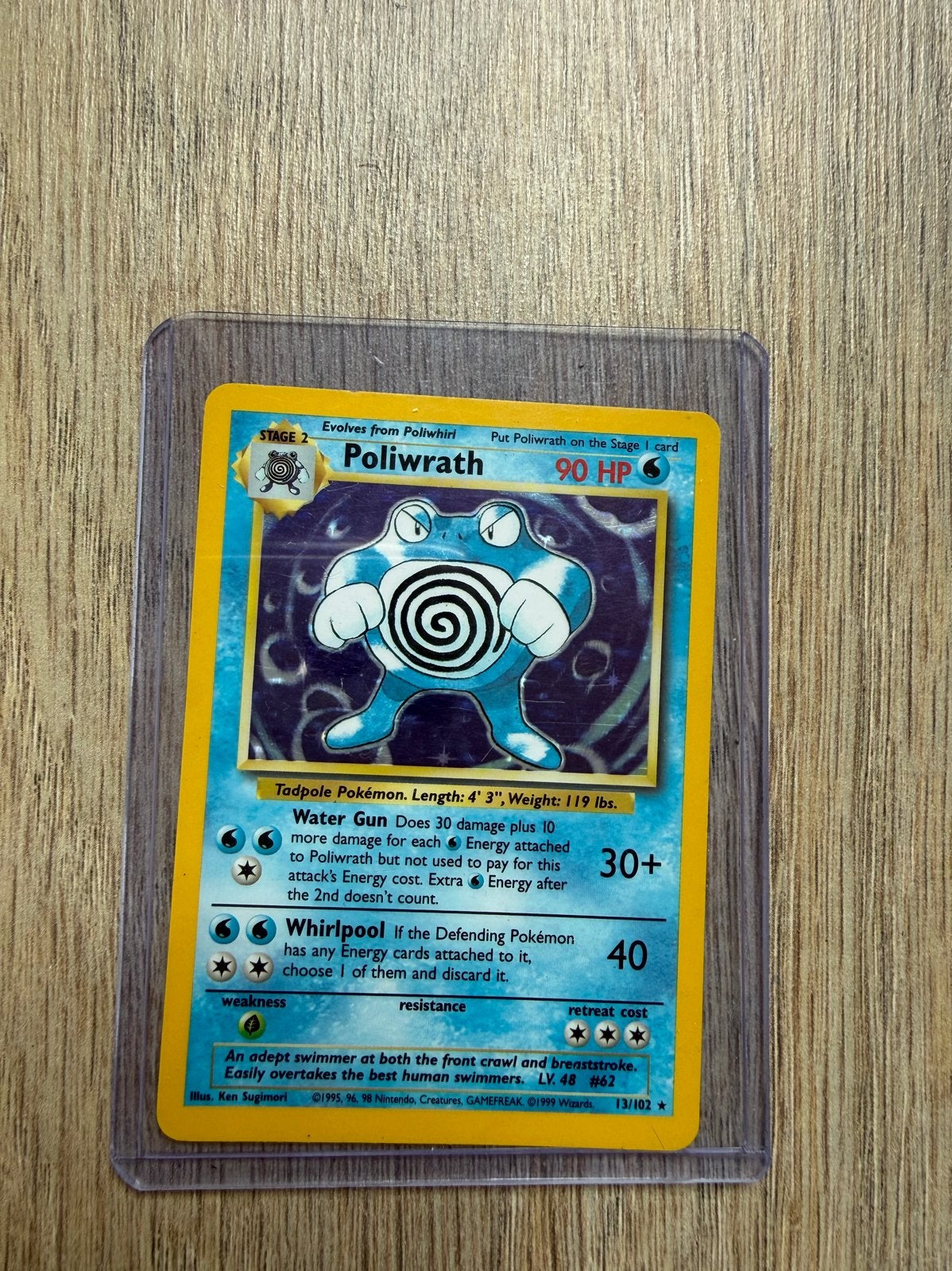 Poliwrath Pokémon Kaart 13/102 Base Set 90 HP, Ophalen, Gebruikt, Losse kaart