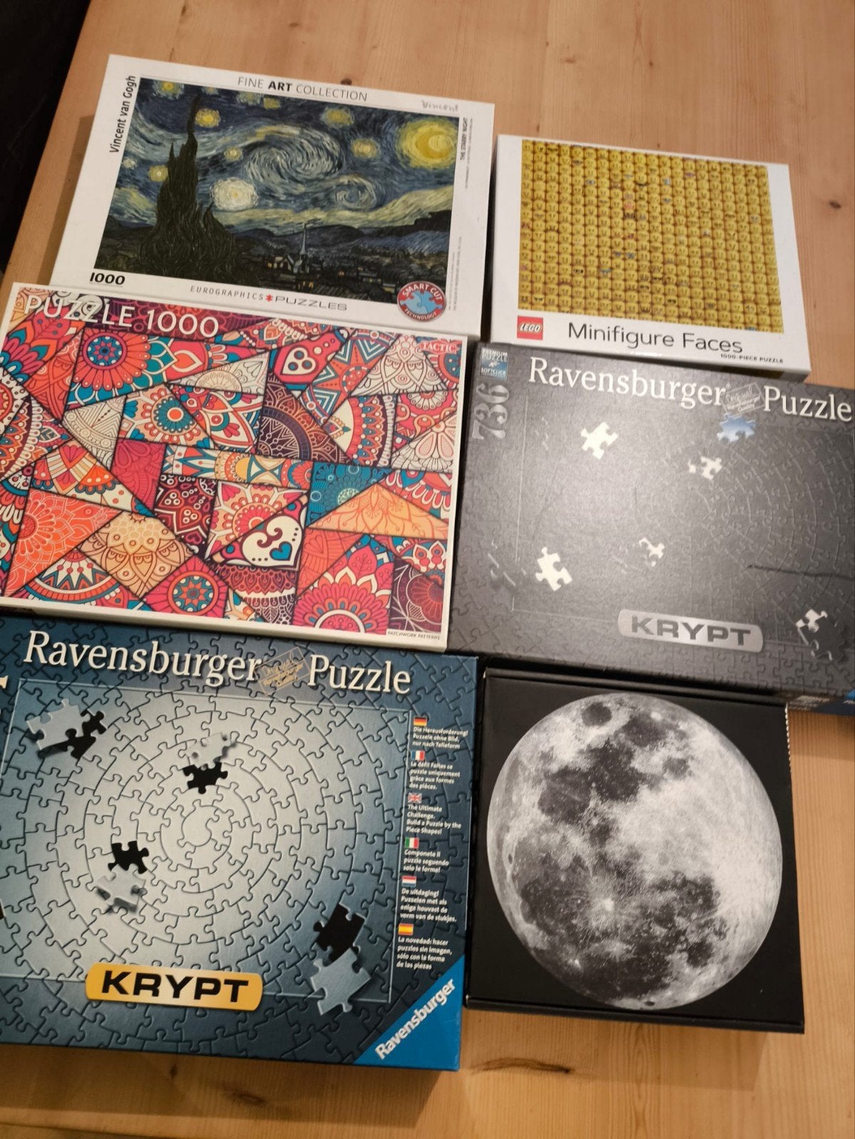 Diverse puzzels: Van Gogh, Lego, Ravensburger Krypt en meer, Een of twee spelers, Ophalen, Gebruikt, Eurographics, Lego, Ravensburger