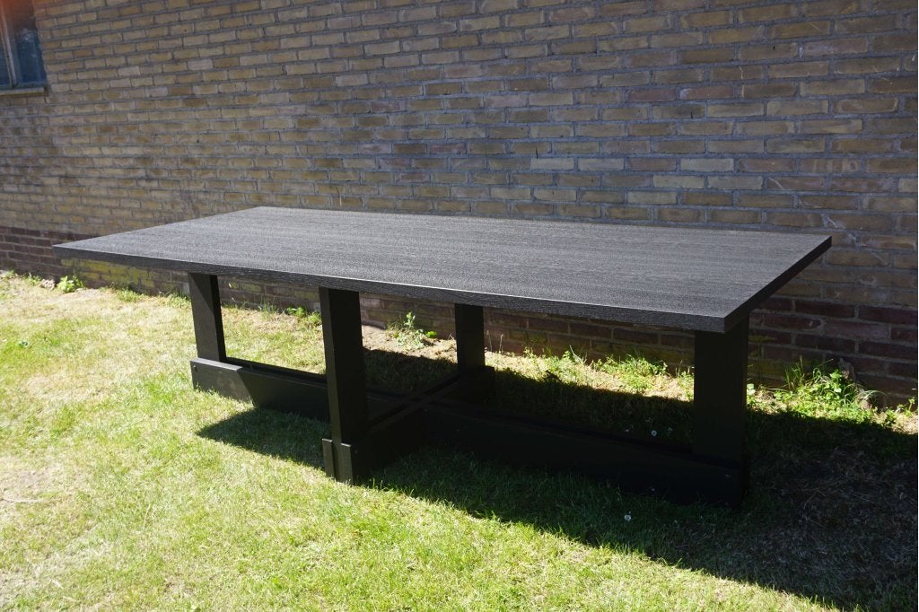 Grote zwarte tafel, vergadertafel eettafel 260x110, Gebruikt, Niet ingevuld, Kantine of Aula, Tafel