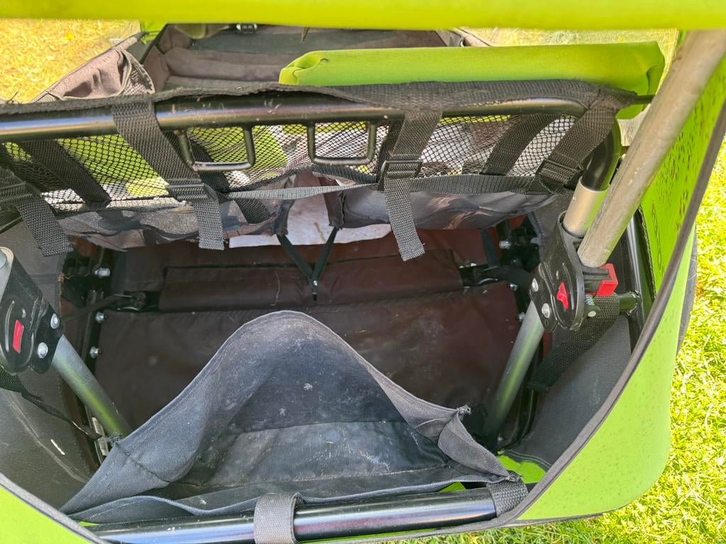 Croozer fietskar voor 2 kinderen - Groen, Ophalen, Gebruikt, Opvouwbaar, Kinderkar