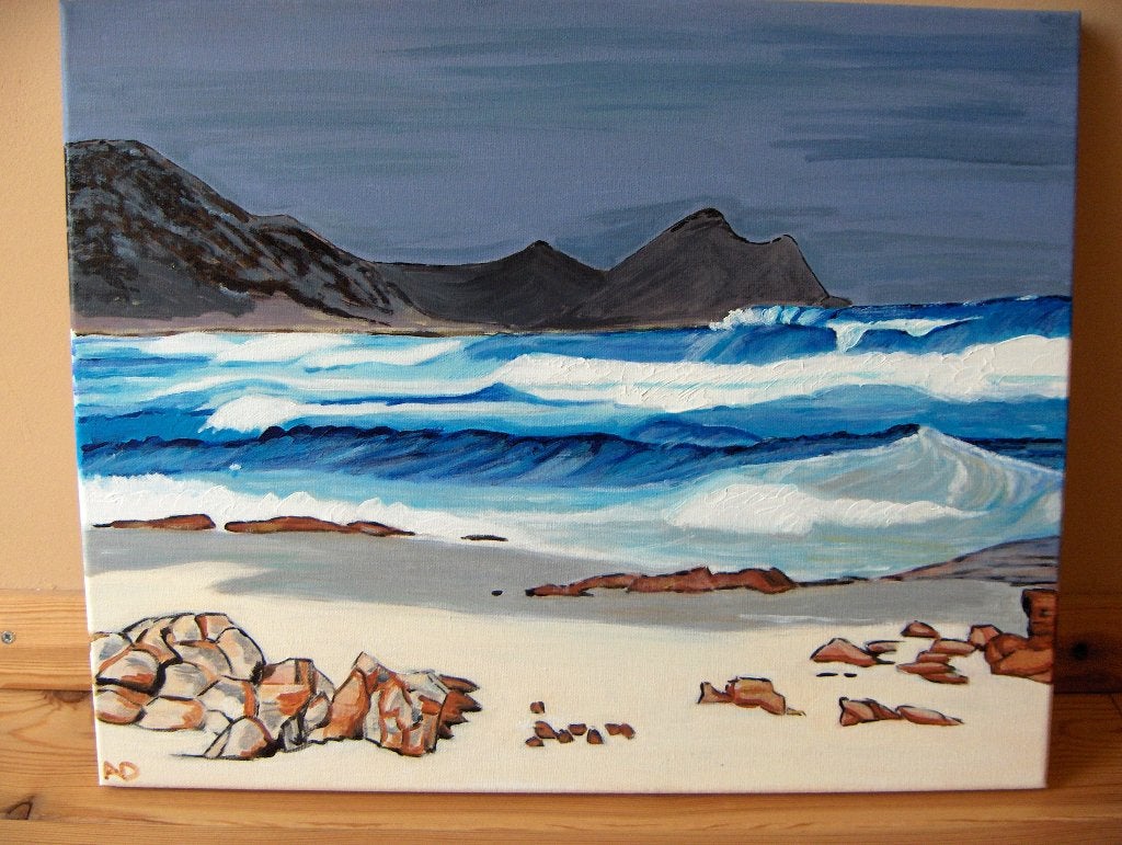 Strand, Doek, Realistisch, Ophalen of Verzenden, Gesigneerd