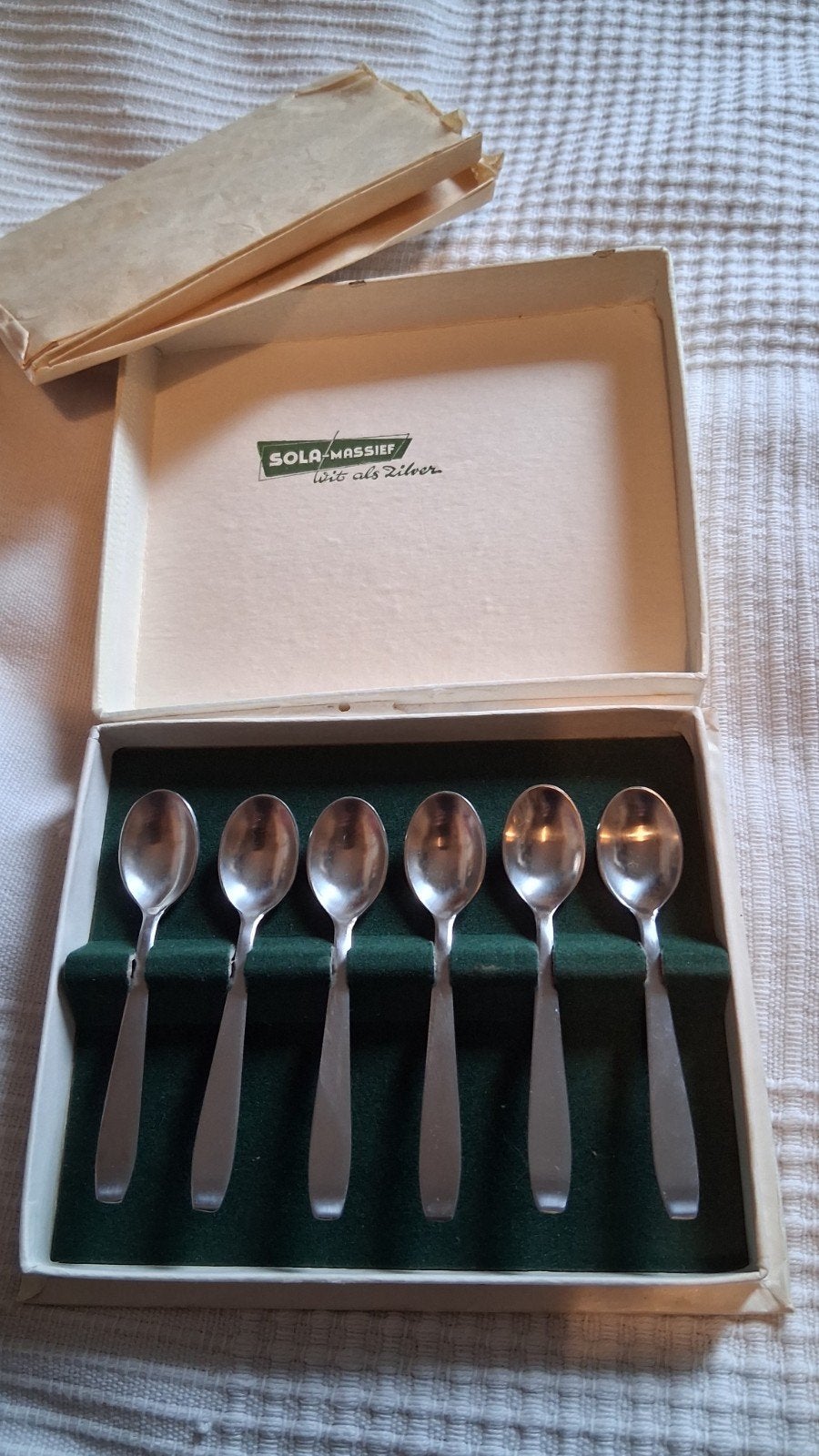 Vintage Sola Massief theelepels - Wit als Zilver, Antiek en Kunst, Ophalen of Verzenden