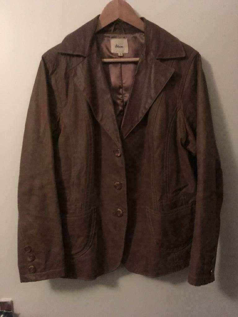 Stoere Leren Dames Jas, Bruin, Maat XL., Kleding | Dames, Ophalen, Gedragen, Maat 46/48 (XL) of groter, Bruin