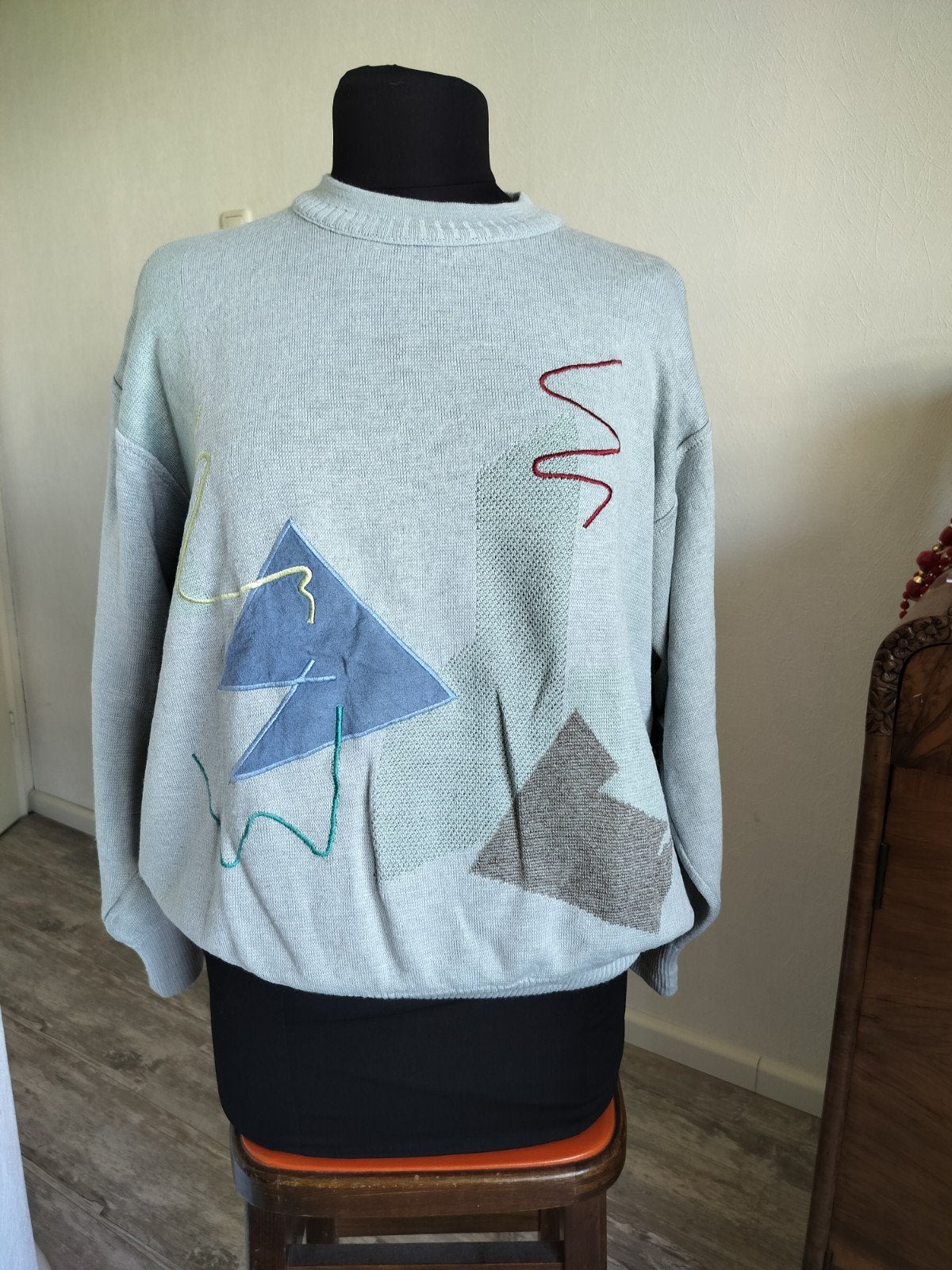 Vintage wollen trui. Unisex, Kleding | Dames, Truien en Vesten, Ophalen of Verzenden, Zo goed als nieuw, Blauw