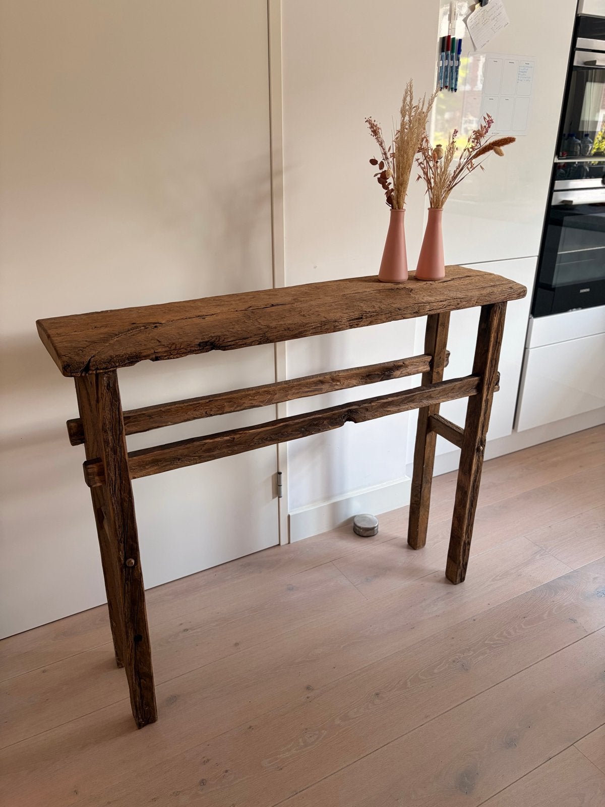Rustieke houten sidetable/console tafel, Ophalen, Gebruikt, 75 cm of meer, 60 cm of meer
