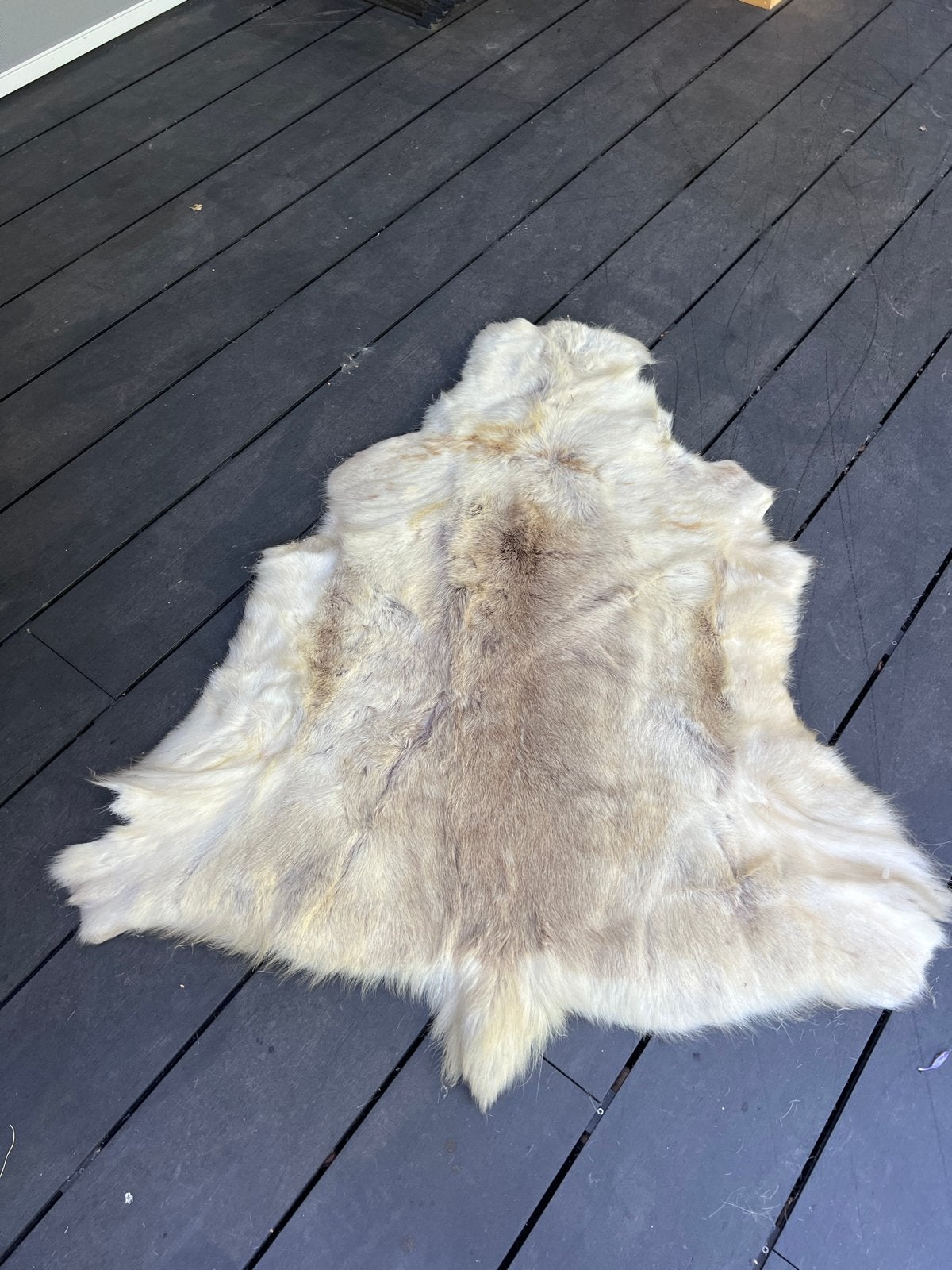 Rendierenhuid kleed lichtbeige met grijs 110 x75 cm tinten, Ophalen of Verzenden, Zo goed als nieuw, 100 tot 150 cm, 50 tot 100 cm