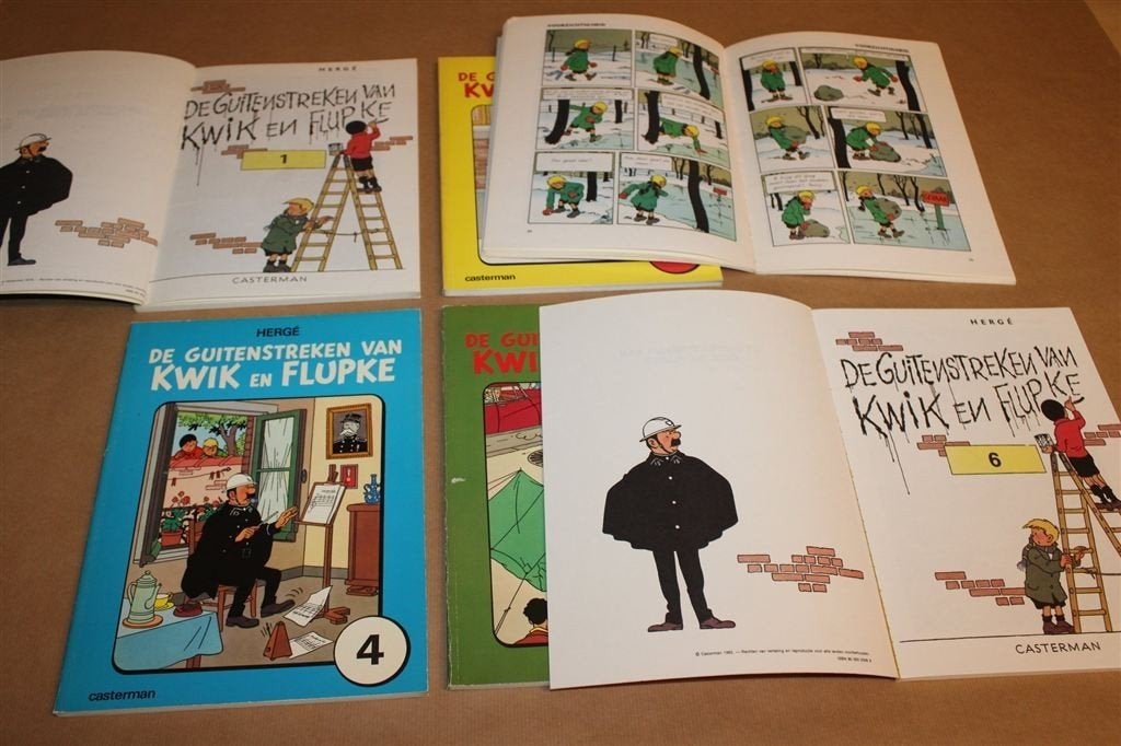 De Guitenstreken van Kwik en Flupke — 6 Delen Hergé Vintage, Eén stripboek, Ophalen of Verzenden, Gelezen