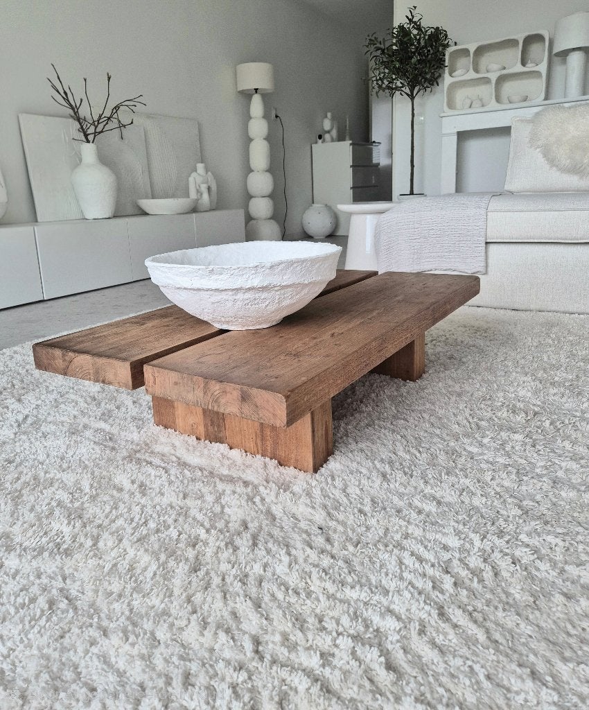 Massief eikenhouten Japandi salontafel Loods 5 Westwing, Ophalen, 100 tot 150 cm, Japans minimalistisch stoer robuust landelijk