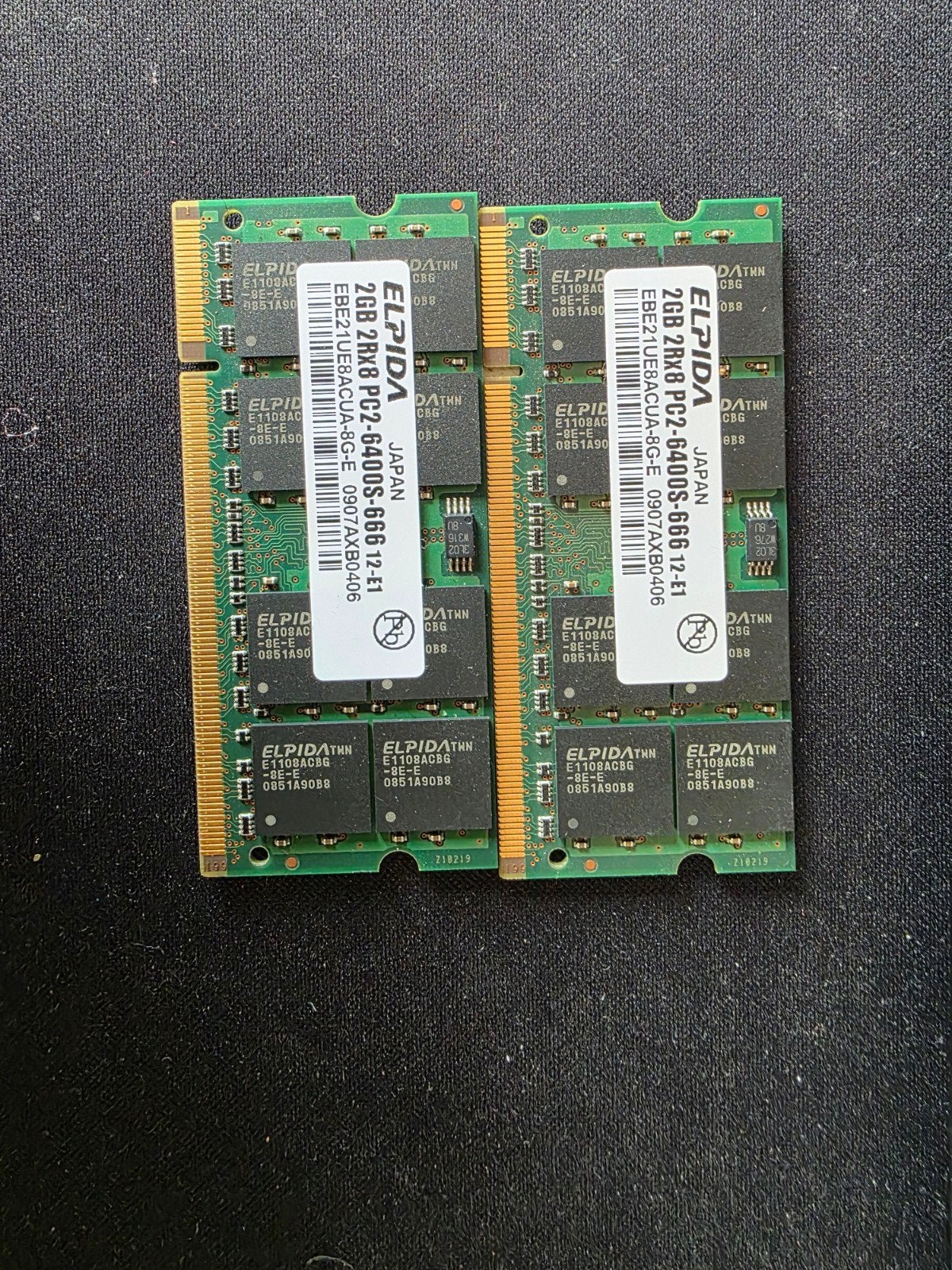 2x 2GB DDR2 PC2-6400S Laptop RAM Geheugen, Computers en Software, RAM geheugen, Gebruikt, Ophalen of Verzenden, DDR2, 2 GB